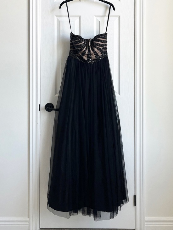 Aidan Mattox Dresses & Skirts - LIKE NEW: Holt Renfrew (Aidan Mattox) - Strapless Black Sequinned Evening Gown